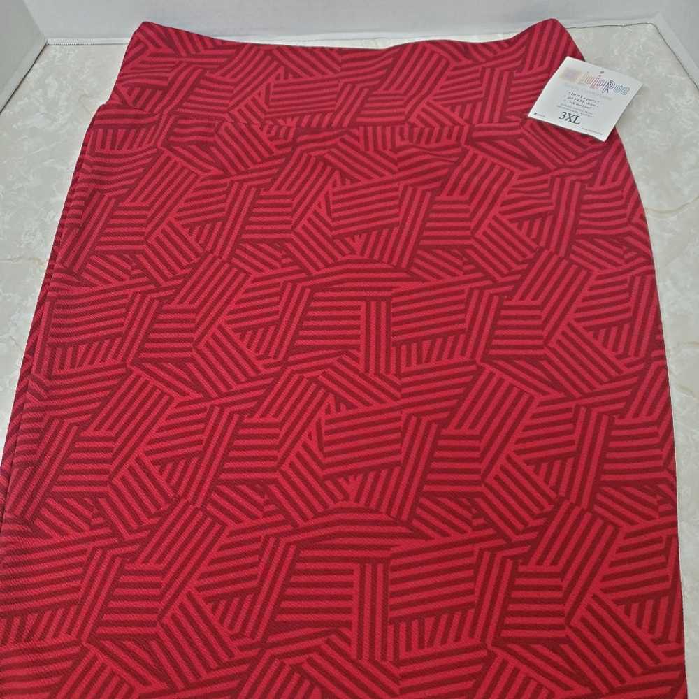 Lularoe Cassie Stretch Pencil Skirt Red 3xl New Work Casual